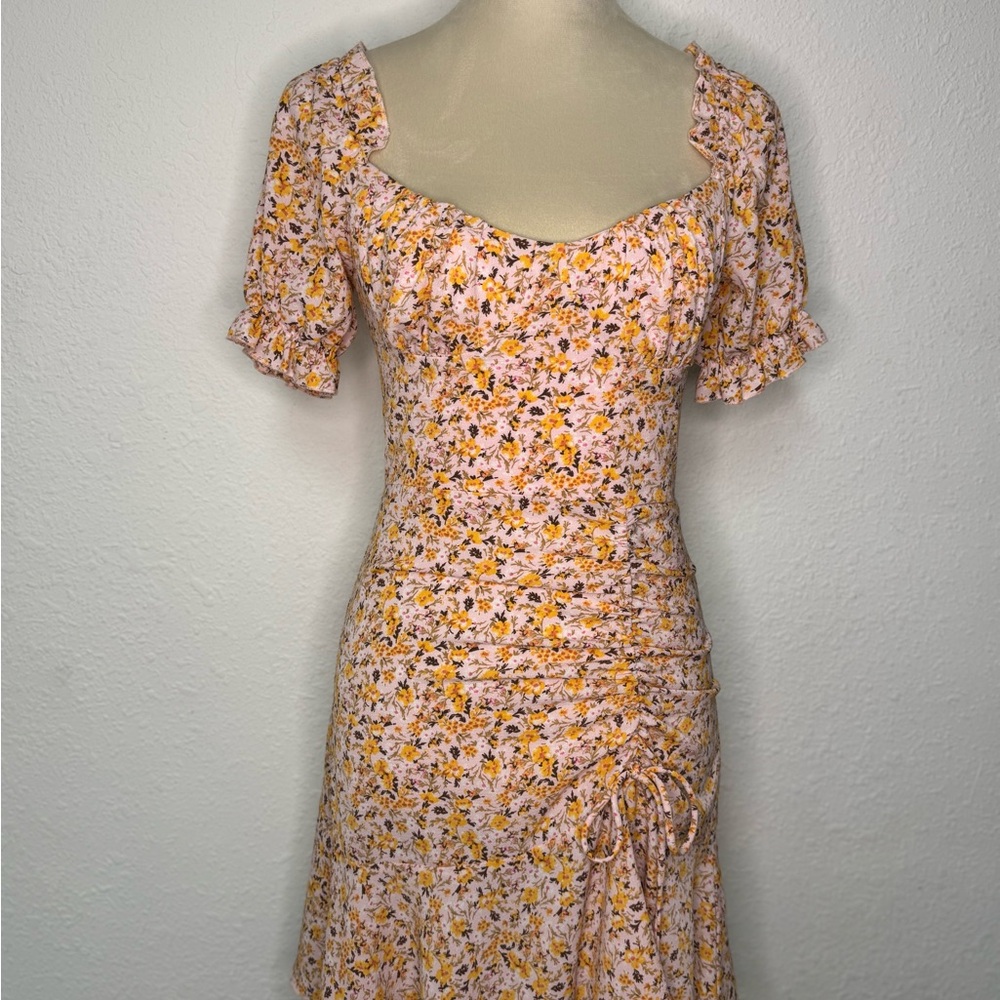 City Studio Pink and Orange Floral Midi Dress